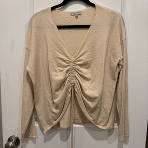 Light Pink Ruched V-Neck Top